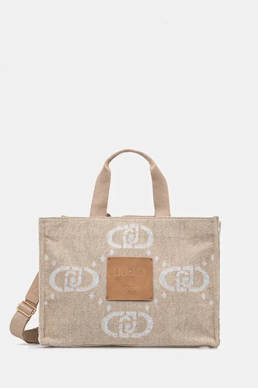 Shopping Bag Grande con Logo / Beige