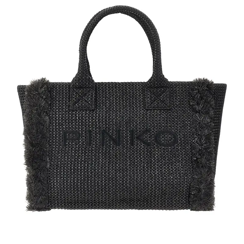Shopping bag in raffia sintetica con logo