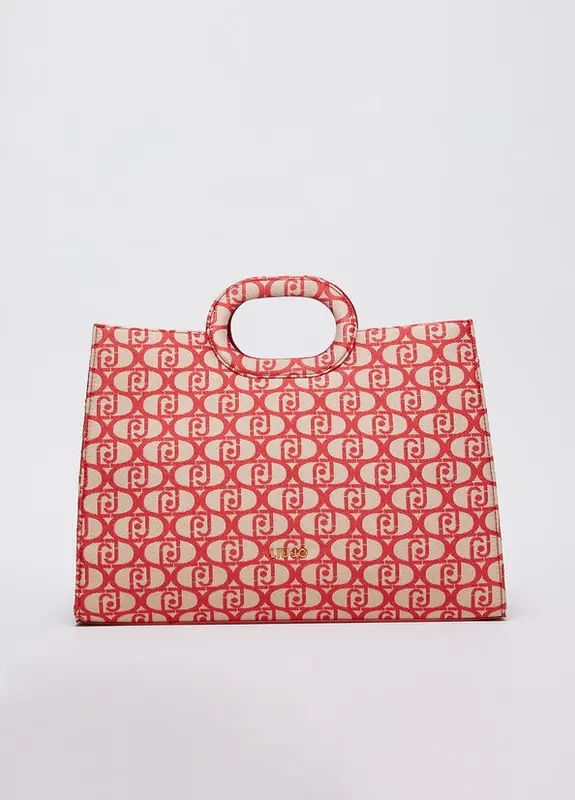 Shopping Bag Jacquard con Logo / Rosso