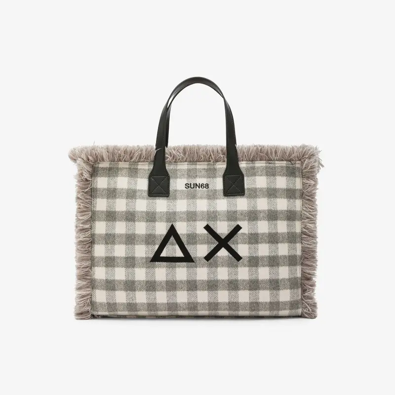Shopping Bag Midi Cali in Lana Check / Grigio