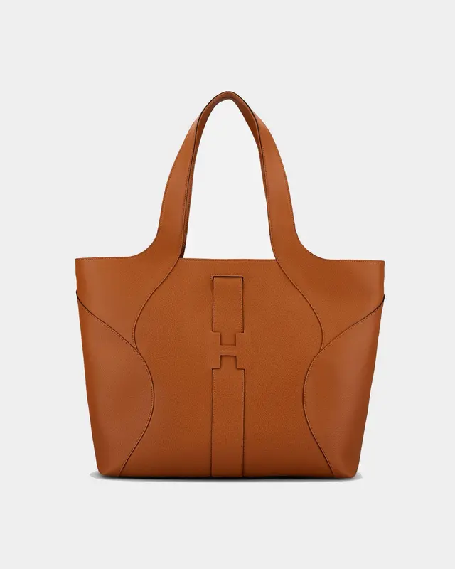 Shopping bag pelle martellata cuoio