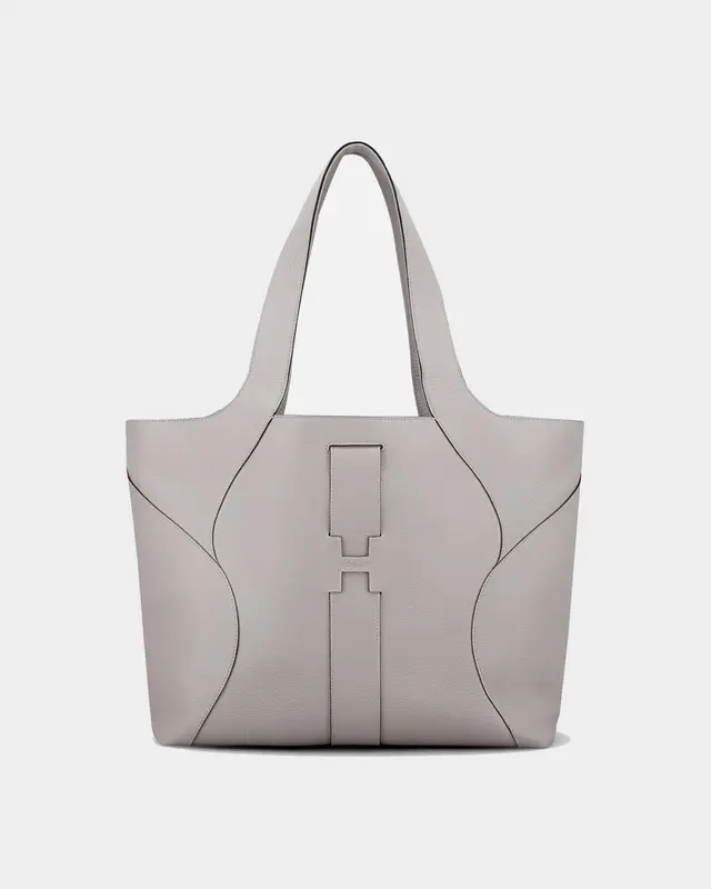 Shopping bag pelle martellata grigia glassè