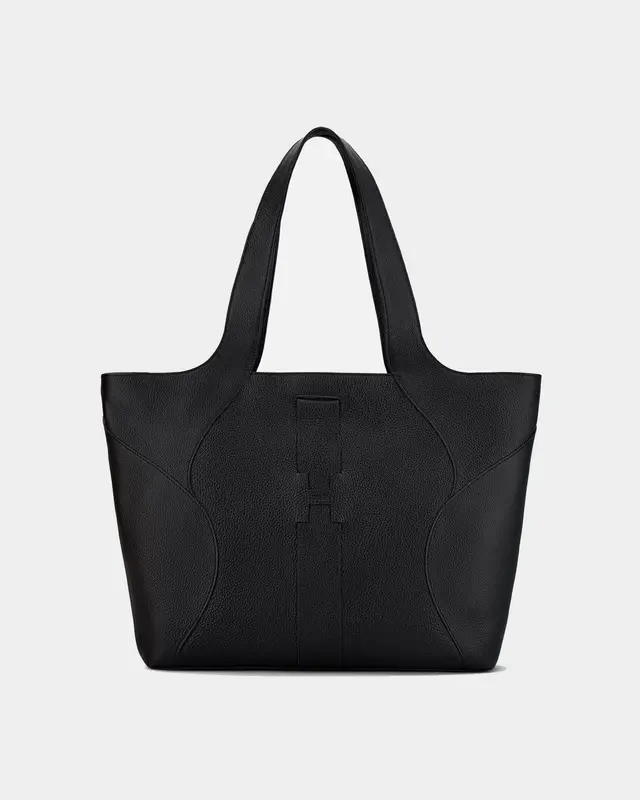 Shopping bag pelle martellata nera