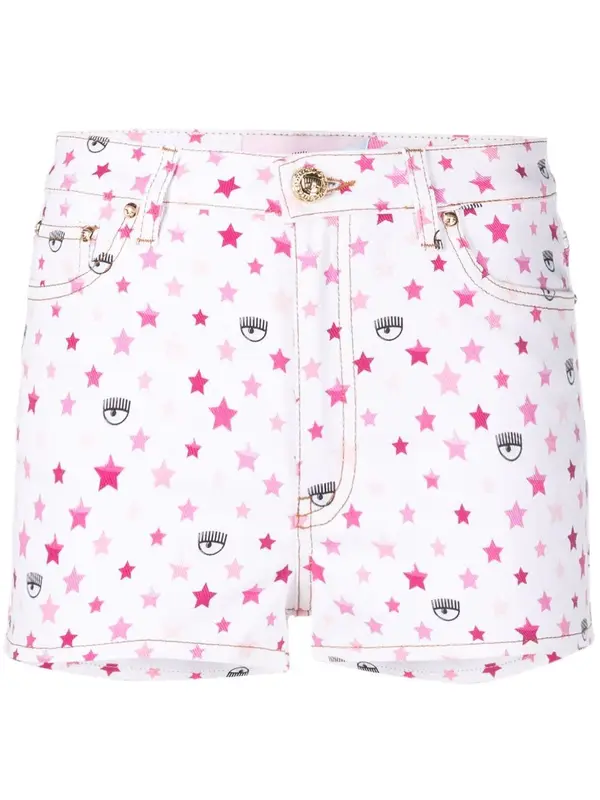Shorts Chiara Ferragni con Fantasia / Bianco
