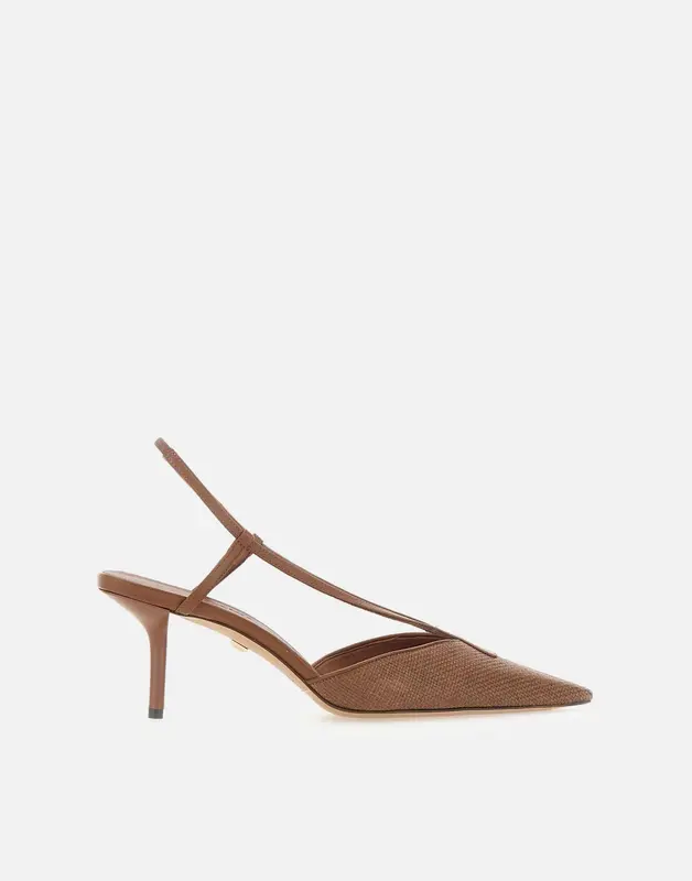 Slingback in tela effetto rafia