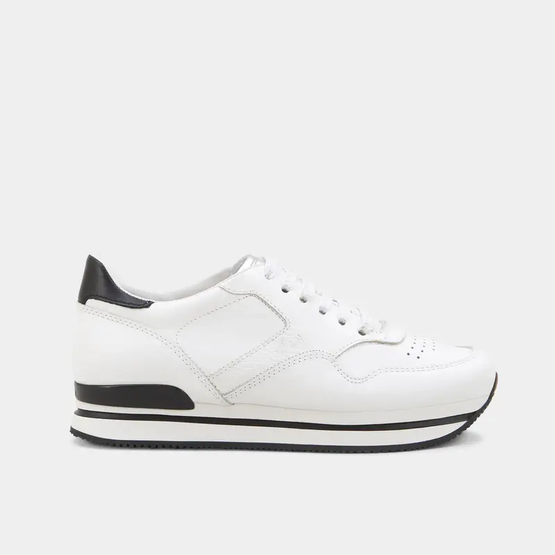 Sneaker H222 pelle bianca nera
