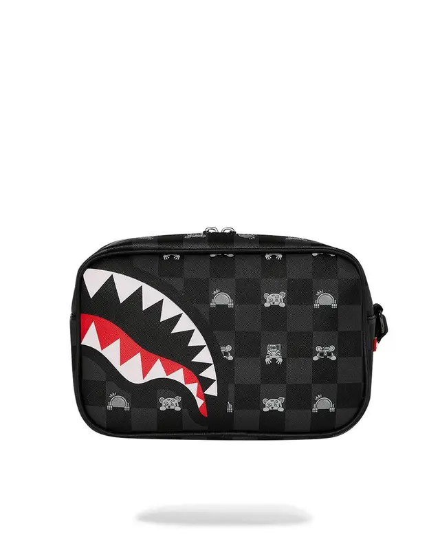 SPRAYGROUND GRAY PEEKING CHARACTER CHECKTOILETRY BRICK