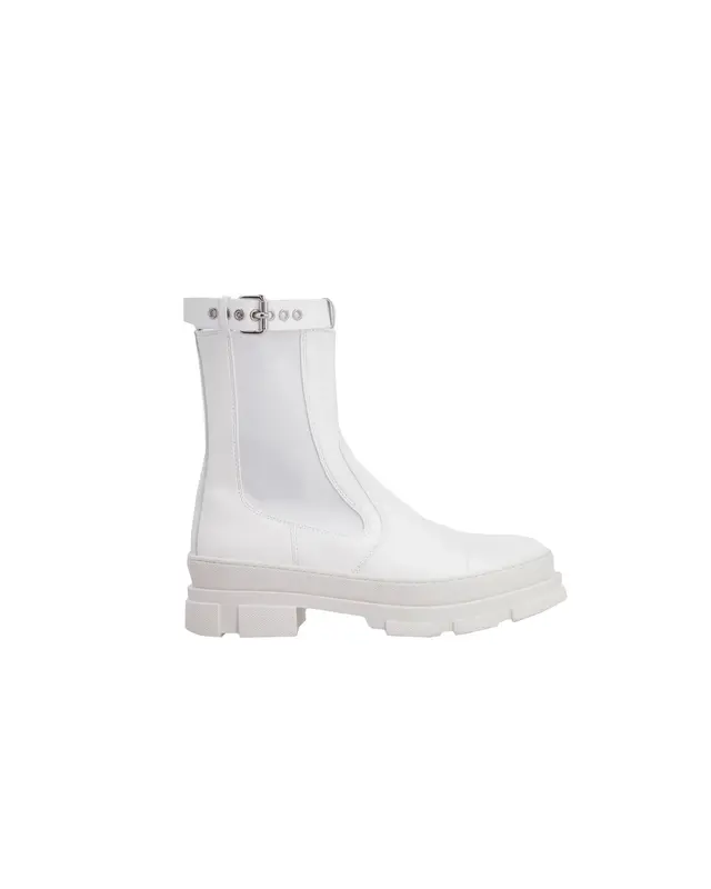 Stivaletto Chelsea bianco con cinturino