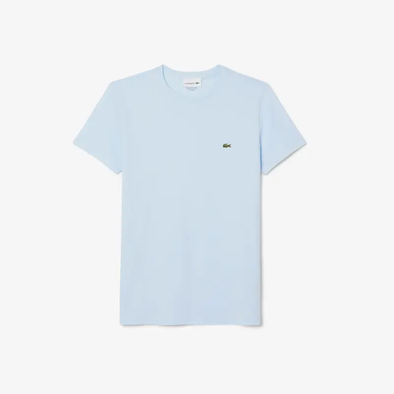 T-Shirt a Girocollo in Jersey di Cotone Pima / Celeste