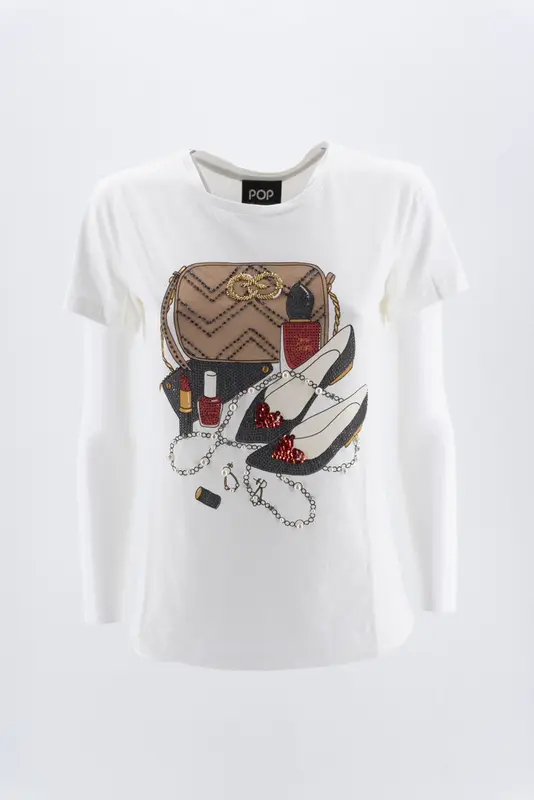T-Shirt con Applicazioni / Bianco