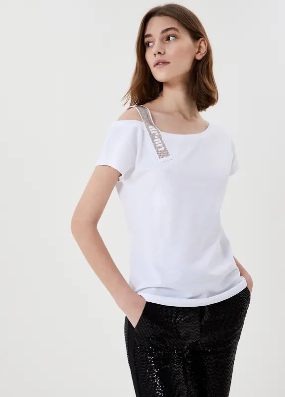 T-shirt con strass / Bianco