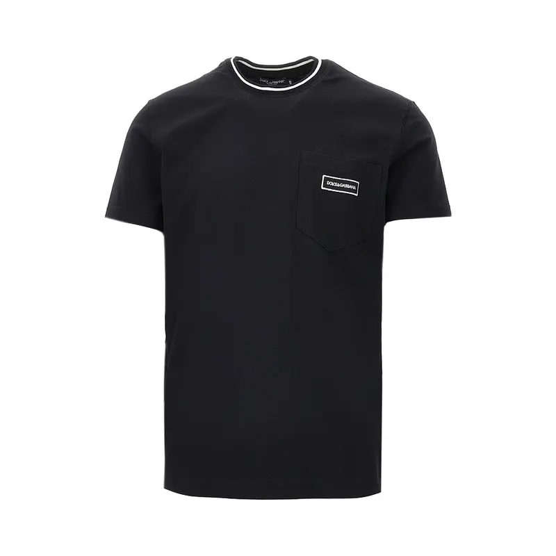 T-shirt con tasca e patch logo