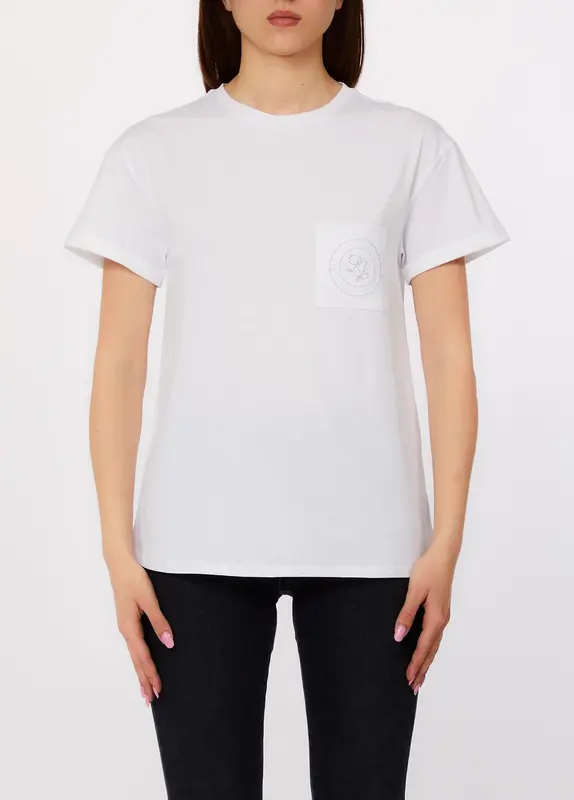 T-Shirt con Tasca Gioiello / Bianco