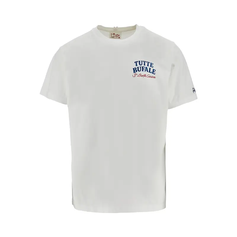 T-shirt in cotone con stampa e ricamo