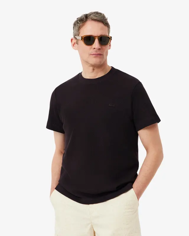 T-Shirt in Cotone e Pizzo / Marrone