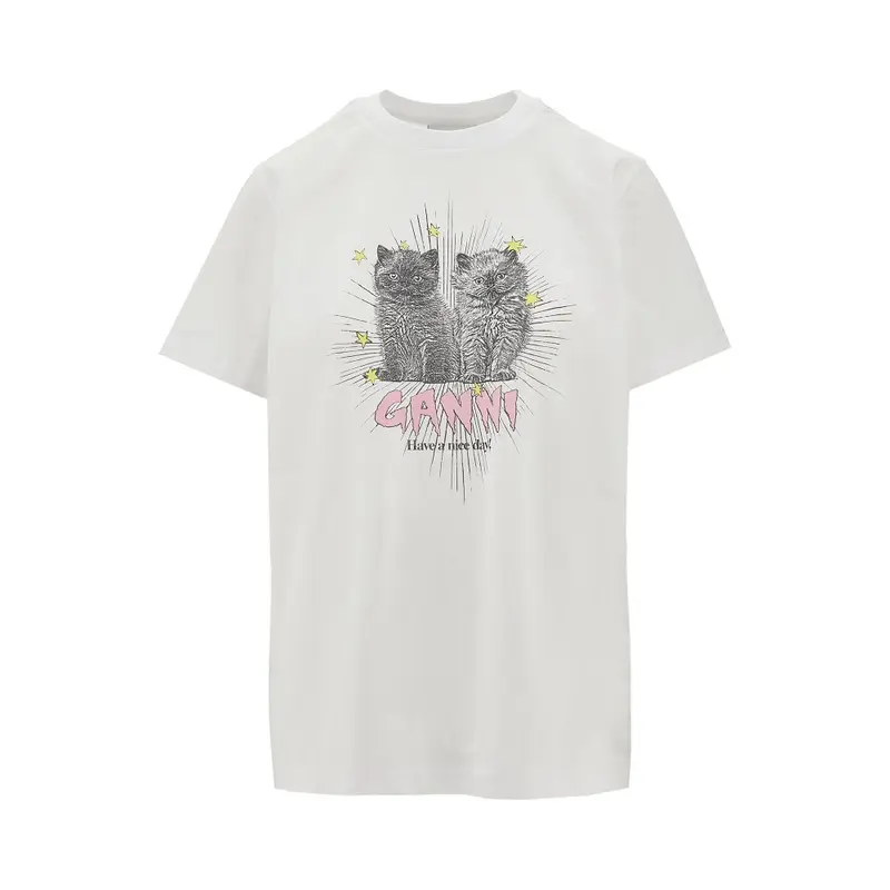 T-shirt in cotone organico con stampa gattini