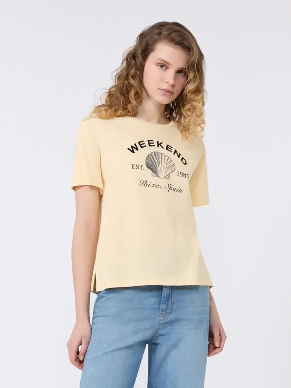 T-Shirt in Jersey con Grafica / Giallo