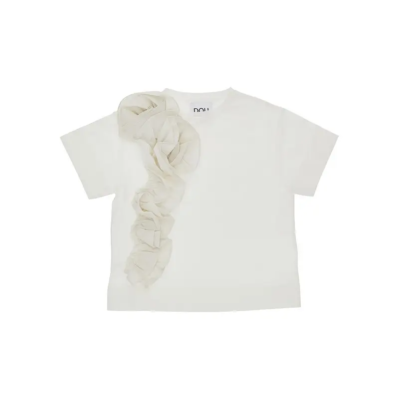 T-shirt in jersey di cotone con arricciature