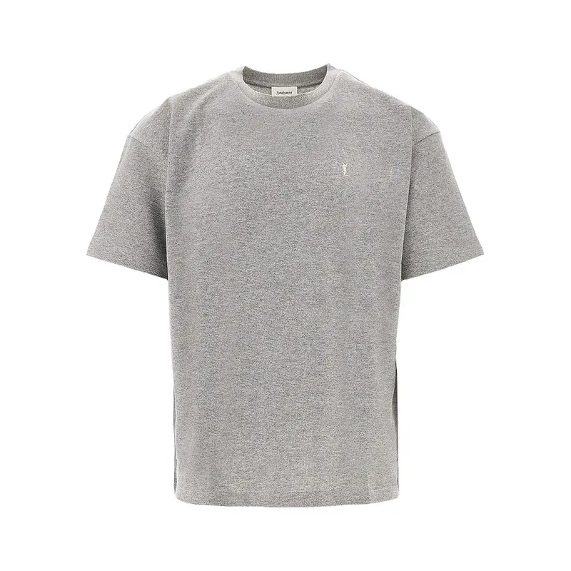 T-shirt in piquet con ricamo YSL
