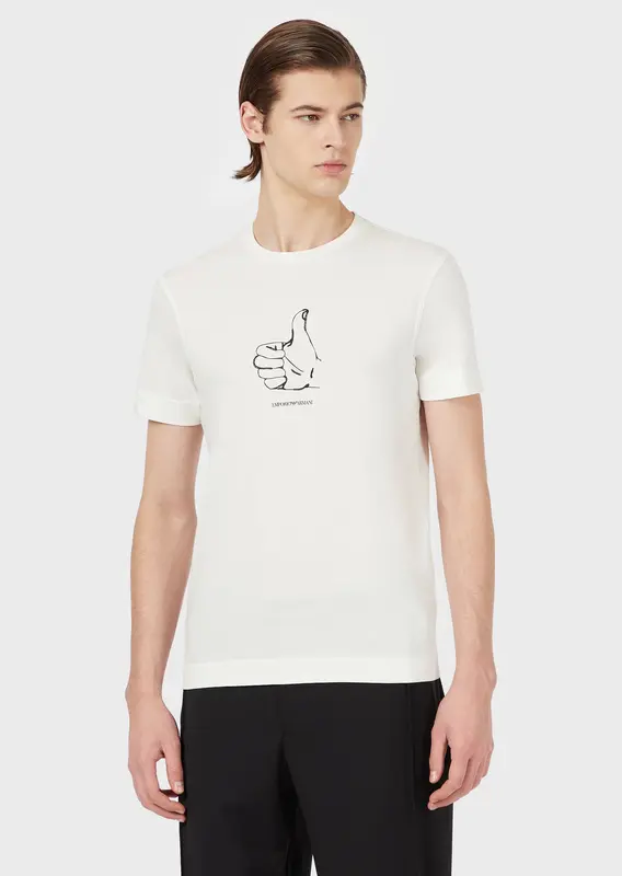 T-Shirt in Supima stampa gestures / Bianco