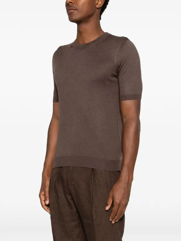 T-Shirt Josh in Seta / Marrone