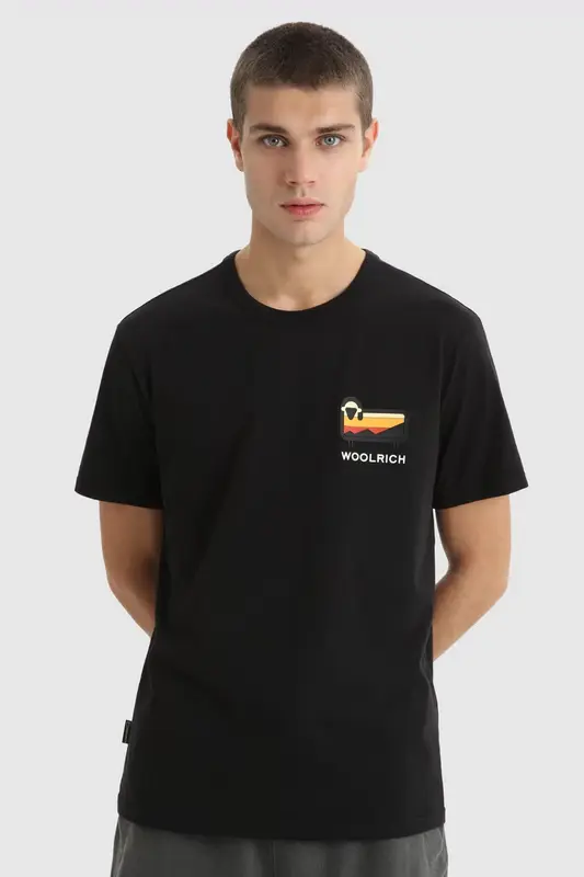 T-Shirt Woolrich con Logo Sheep / Nero