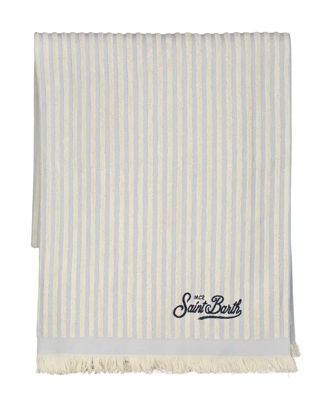 Telo mare Foutas Terry stripes celeste