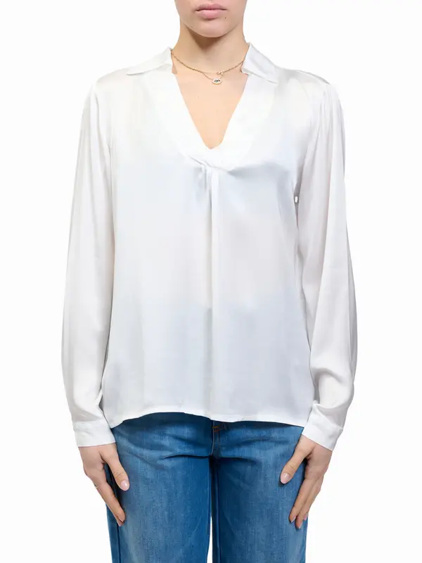 TENSIONE IN - BLUSA SCOLLO A V - LATTE
