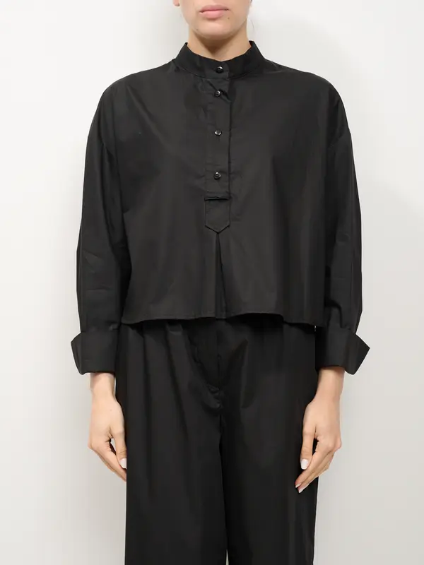 TENSIONE IN - CAMICIA COREANA 3 BOTTONI - NERO