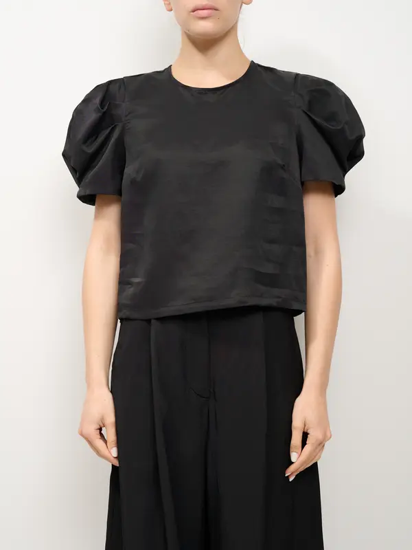 TENSIONE IN - CAMICIA MEZZA MANICA PALLONCINO - NERO