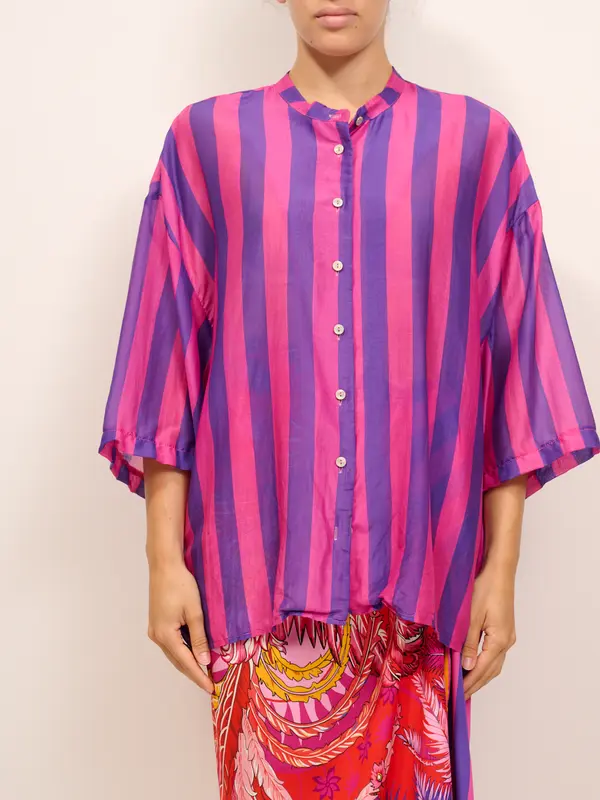 TENSIONE IN - CAMICIA RIGHE - ROSA/VIOLA
