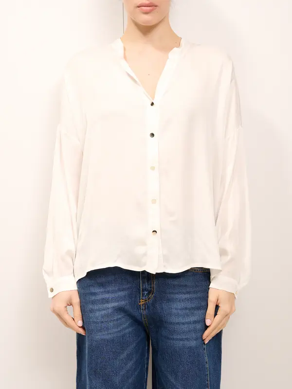 TENSIONE IN - CAMICIA SATINE - LATTE