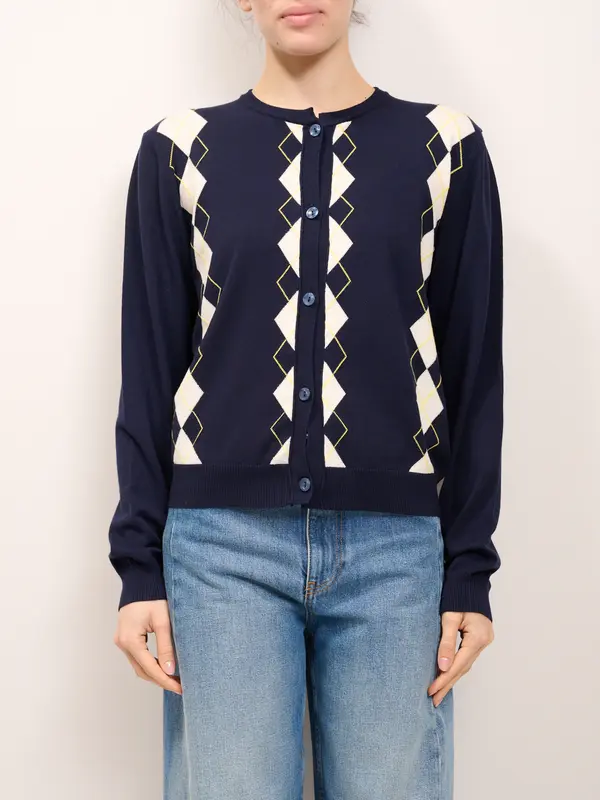 TENSIONE IN - CARDIGAN ROMBI - BLU