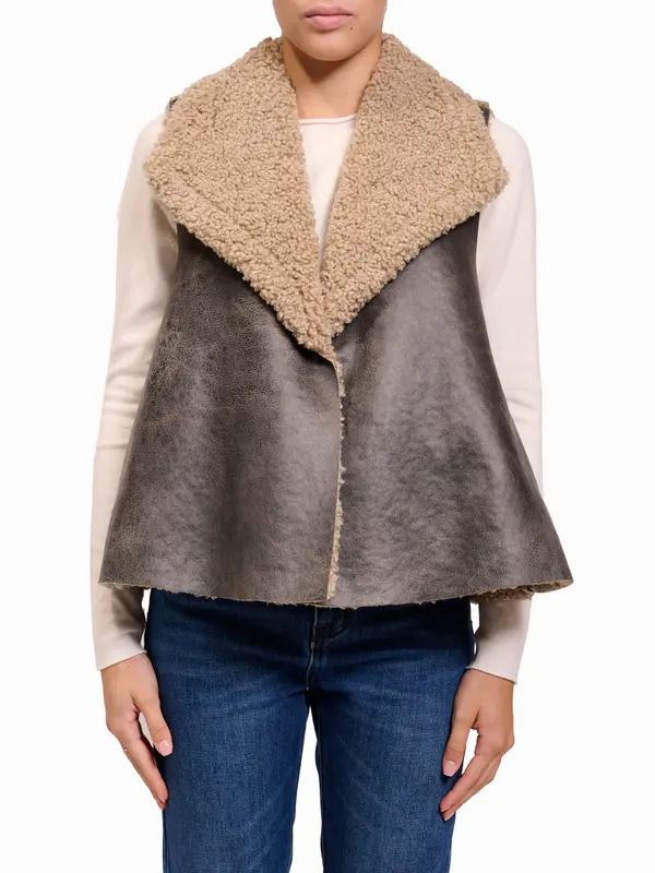 TENSIONE IN - GILET CORTO BUSTA ECOMONTONE - GRIGIO FANGO