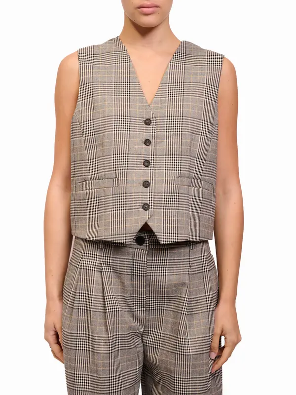 TENSIONE IN - GILET QUADRO - BEIGE/NERO