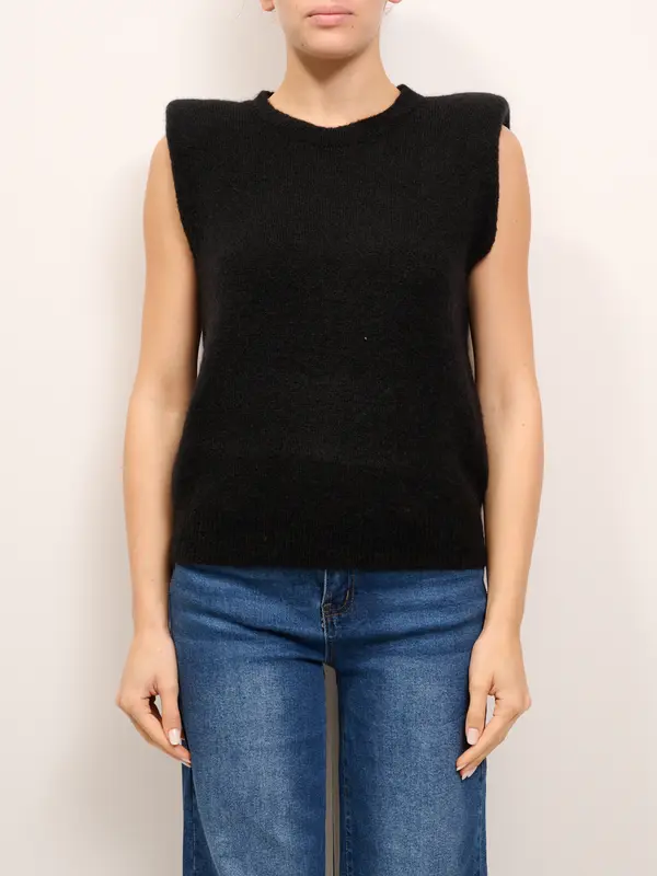 TENSIONE IN - MAGLIA GILET SPALLINE - NERO