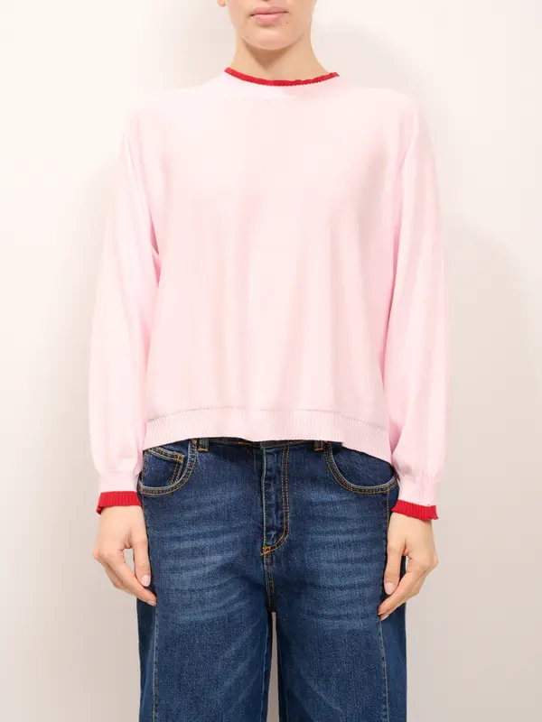 TENSIONE IN - MAGLIA GIROCOLLO BICOLORE - ROSA