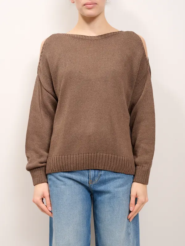 TENSIONE IN - MAGLIA SCATOLETTA CUTOUT - MORO