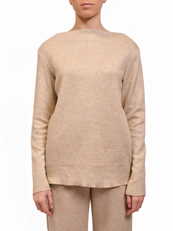 TENSIONE IN - MAGLIA SCOLLO A BARCA - BEIGE MELANGE