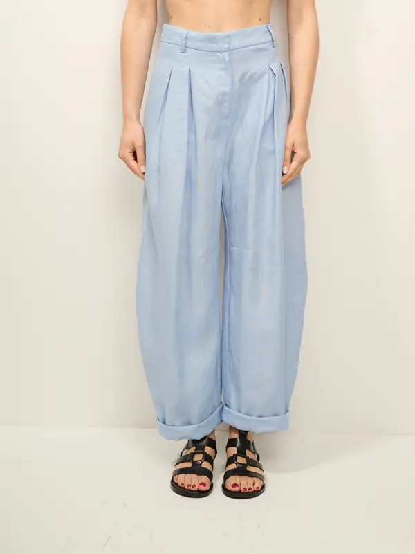 TENSIONE IN - PANTALONE LARGO PENCES - CELESTE