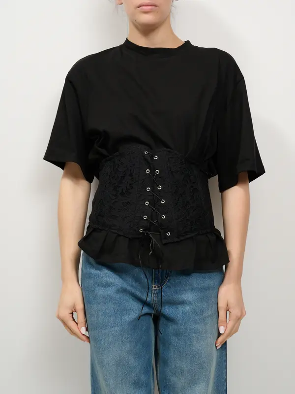 TENSIONE IN - T-SHIRT+BUSTO PIZZO - NERO/NERO