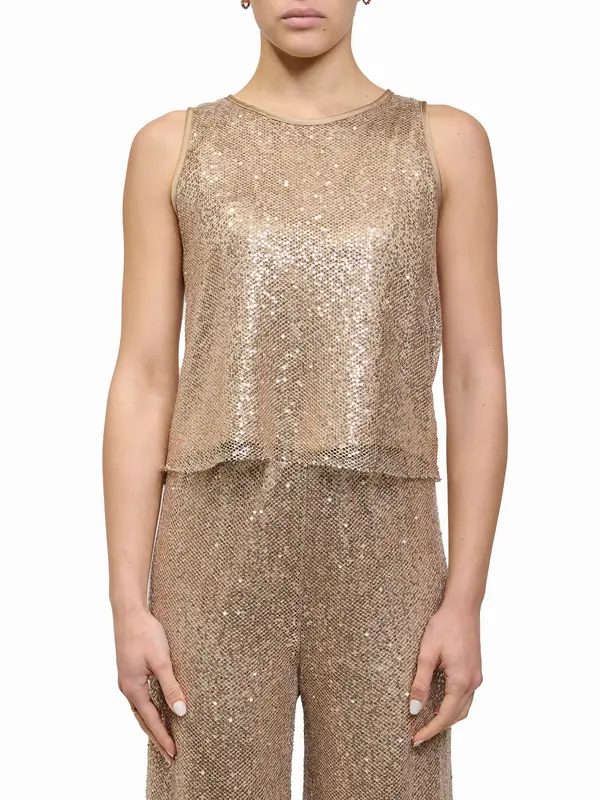 TENSIONE IN - TOP PAILLETTES - BEIGE