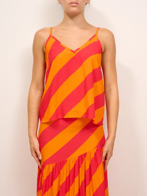 TENSIONE IN - TOP RIGHE - ARANCIO/FUXIA
