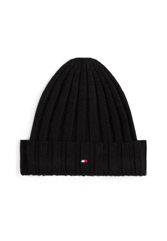 Tommy hilfiger Cappello Nero in Maglia con Ricamo Piccolo