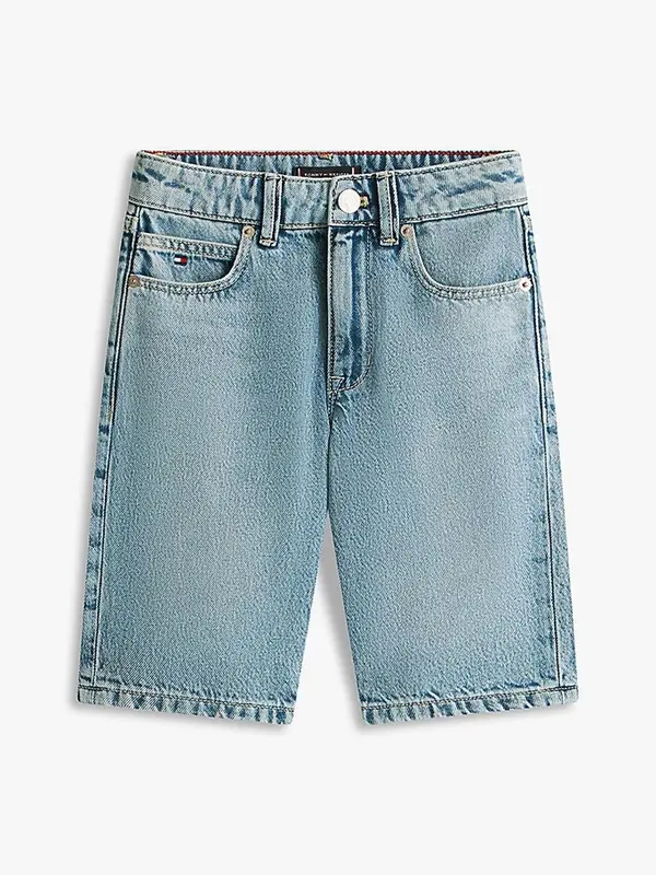 TOMMY HILFIGER STRAIGHT MID BLUE DENIM SHORTS