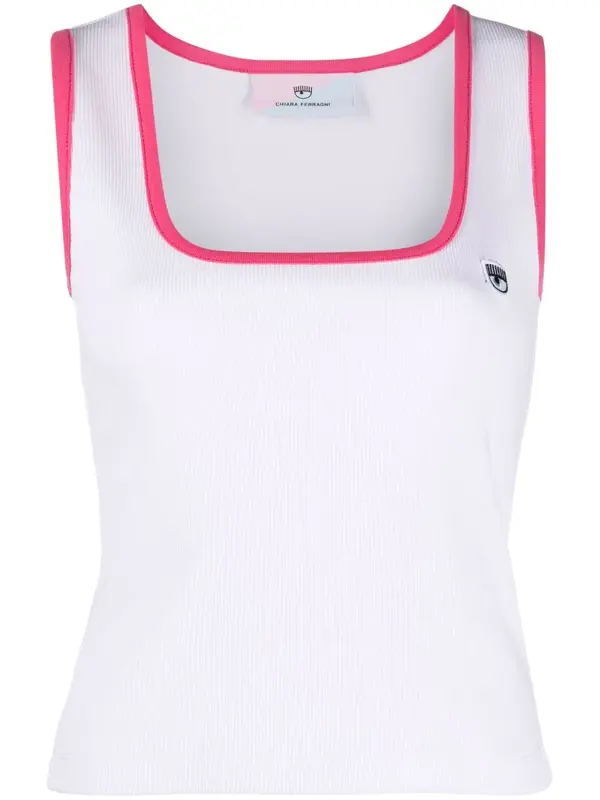 Top Chiara Ferragni con Logo / Bianco