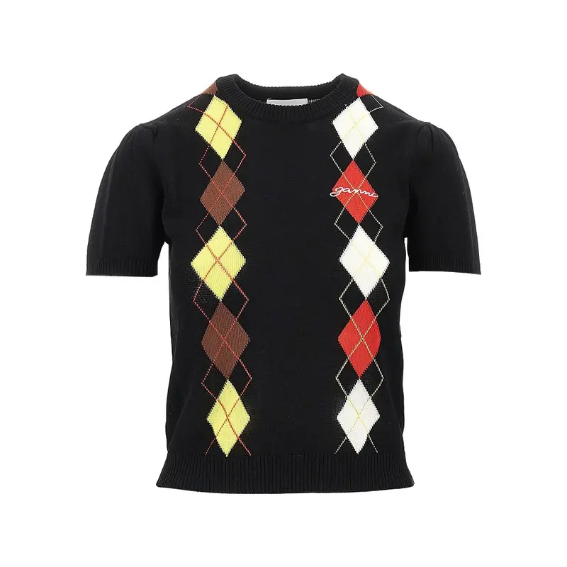 Top in maglia con motivo a rombi