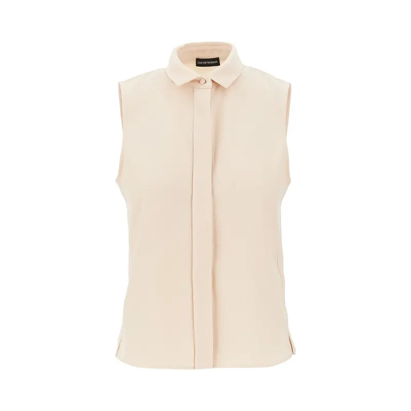 Top in twill con colletto