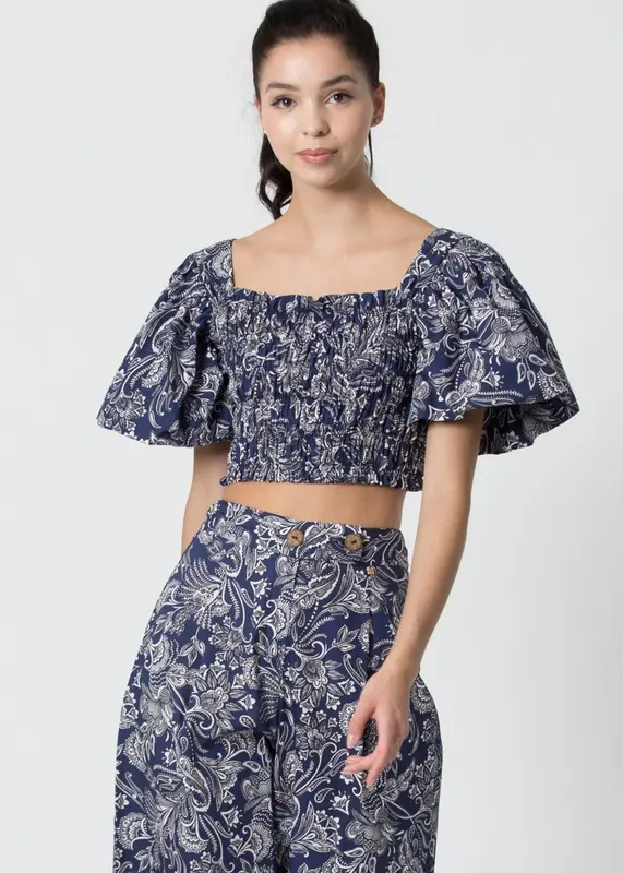 Top Kocca con Stampa / Blu