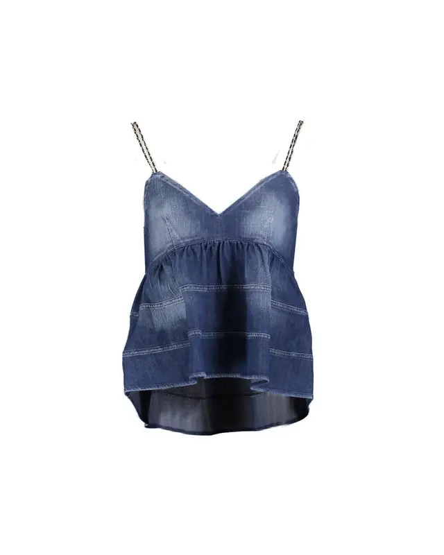 Top scollo a V denim blu